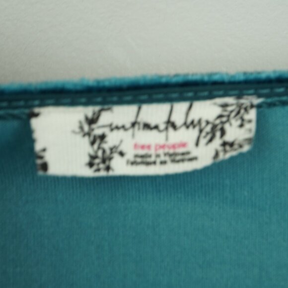 Intimately Free People Don't You Wish Teal Velour Bodysuit Top Size Small - Picture 5 of 11